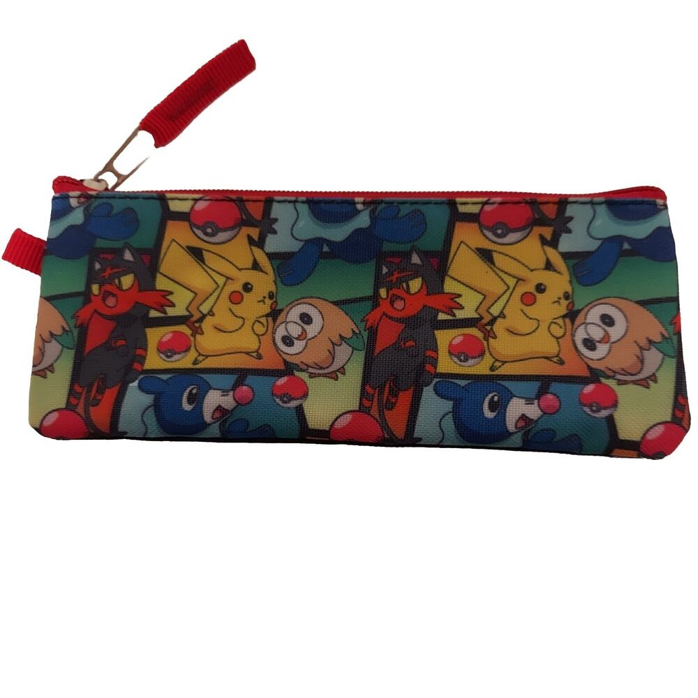 Pokémon Zip Pencil Case Pouch Fabric Pikachu Popplio Rowlett Japanese Anime    n
